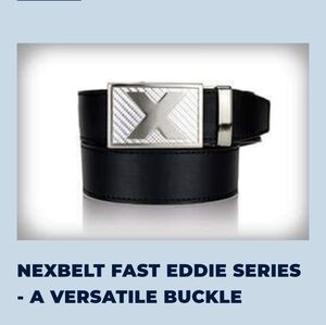 Nexbelt Fast Eddie Series Black Belt with Silver Buckle 37" Golf Golfer